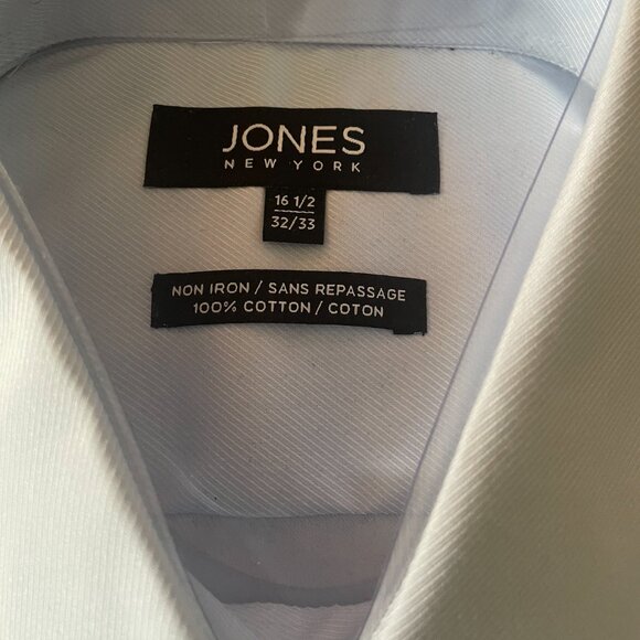 Jones New York Men's Solid Premium Dress Shirt - Blue - Large 16.5 - 32/33 - Picture 3 of 6